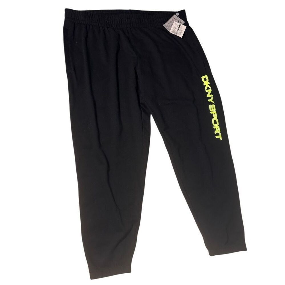 DKNY Sport black joggers high rise w pockets & logo letters 1X